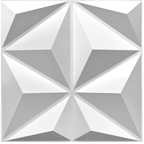 12PCS/3 m² 3D Paneele PVC Kunststoffpaneele Wandpaneele Gaming Zimmer Wand Decke 3D Optik Stern (12) PVC 3D Platten, D177 Weiß