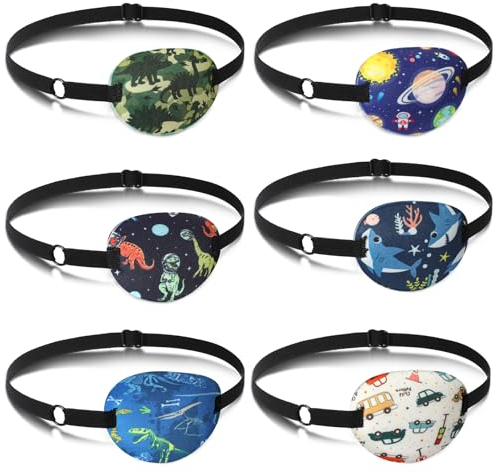 6 pièces Cache Oeil Adultes et Enfants,Cache Oeil Medical pour amblyopie orthoptiste, Licorne cache-œil couvre Lunettes Eye Patches pour Garçon