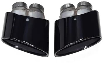 PONNYC Endrohre Auto Oval Auspuff Spitze Auspuffrohr Endrohr Für A-UDI RS3 RS4 RS4 RS5 RS6 S3 S4 S5 S6 Doppel Innere Schalldämpfer Spitze Auspuffblenden (Color : Schwarz)