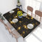 ROOZEE Schwarze und goldene Tapete bedruckte rechteckige Tischdecke mit elastischem Rand, 1,2 m Polyester, wasserdicht, Tischabdeckung, Schutz für Esszimmer, Küche, Picknick