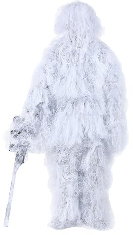 Maizoon 5-in-1-Ghillie-Anzug enthält Jacke, Hose, Maske, Tarnung, Seil und Aufbewahrungstasche, ideal für die militärische Jagd, Scharfschützen, Airsoft und Paintball, Schneestil