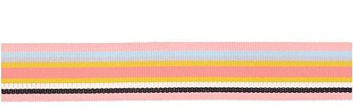 Webband Multi Streifen, Rosa/Schwarz/Iri/Grau/Gelb/Blau