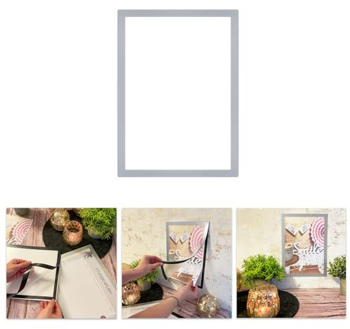 Oblique Unique® Bilderrahmen A4 wechselbar mit Magnetverschluss Anbringung selbstklebend Wand Dekoration für Kinderbilder (Silber - 1 Stück)