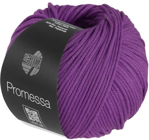 LANA GROSSA Promessa | Weich gefülltes Schlauchgarn aus Bio-Baumwolle und Polyamid | Handstrickgarn aus 70% Bio-Baumwolle & 30% Polyamid | 50g Wolle zum Stricken & Häkeln | 125m Garn FB8