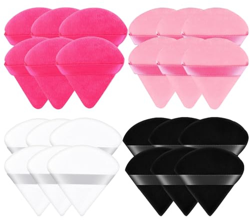 Bliceon 24 Stück Dreieck Makeup Puderquasten, Puderquaste, Makeup Schwämmchen, nass trockene Dreieck-Puderquaste-Pads für loses Puder, Körperpuder, Grundierung, Make-up-Schwämmchen