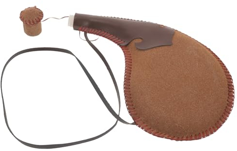 IMIKEYA Bota Trinkbeutel: Leder Trinkflasche Tasche 450ml Vintage Feldflasche Bota Leder Trinkflasche mit Schultergurt Wasserbehälter für Outdoor Camping Reisen