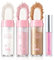 Fairy Highlighter Patting Puder + Lipgloss Set, 3 Stück Polvo de Hadas & Lip Gloss Schimmer, Highlighter Stick Hochpigmentiert & Wasserfest, Lippenöl & Konturenstift & Rouge Stick & Gesicht Brighten
