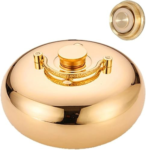 Große Wärmflasche 3L/2L/1L Bettflasche aus Metall, auslaufsichere Klassische Messing-Wärmflaschen mit Deckel (Farbe: Kunsthandwerk, Größe: L), glatt, M