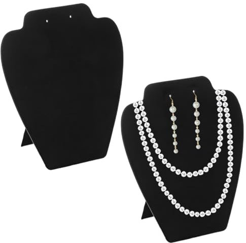 mkemka 2Pcs Necklace Display Stand Velvet Jewelry Display Stand 21cm Height Necklace Display Holder 3D Jewelry Chain Organizer Mannequin Model Display Stand for Necklaces Earrings