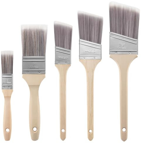 Wesquer - 12 Pack Paint Brush Set (1.5 2 2.5 4 of Each Size) Angled Paint Brush Stain Paint Brush for Painting Wall Fence Wood Furniture Door Frame Cabinet Window Commercial Paint Brush