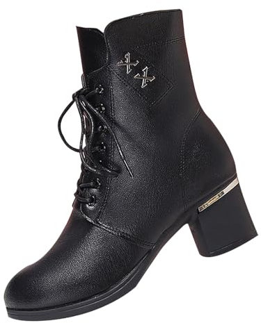 Stivali da donna con tacco Eleganti, alla moda, con tacco alto, alla caviglia, alla moda, vintage, con tacchi alti, eleganti, casual, invernali, sopra il ginocchio, classici, Nero , 38 EU