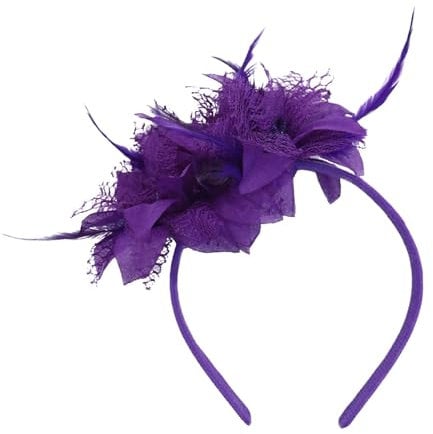 Feder Stirnband Fascinator Damen Flapper Stirnbänder Cosplay Haarband Karneval Party Kopfschmuck Vintage Feder Haarreif Feder Kopfbedeckung Kostüm für Party Karneval Hochzeit (X4-Purple, One Size)
