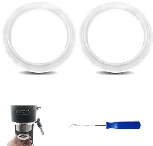 CLKE 2 Stück Silikondichtung Ø47mm mit Wellendichtring Werkzeug Kompatibel für Delonghi Siebträger Ersatzteile Dichtungen EC680/EC685/EC695/EC820/EC850/EC860 Brühgruppe Brühkopfdichtung
