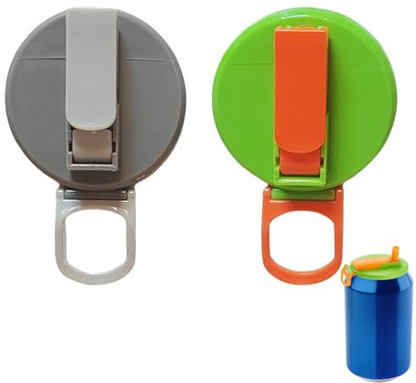 2Pcs Can Lids For Fizzy Drinks,Soda Straw Lid,Drink Straws Cans Covers,Reusable Spill-Proof Monster Cover,Sip Refillable Beer Tins Cup Seals Shaped Toppers,Milk Plastic Tops,for Carbonation Beverage