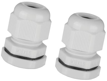 MACHSWON 2Pcs M18 Cable Gland – Durable Threaded Wire Connector with Locknut for 5-10mm Dia Cable Wire, White