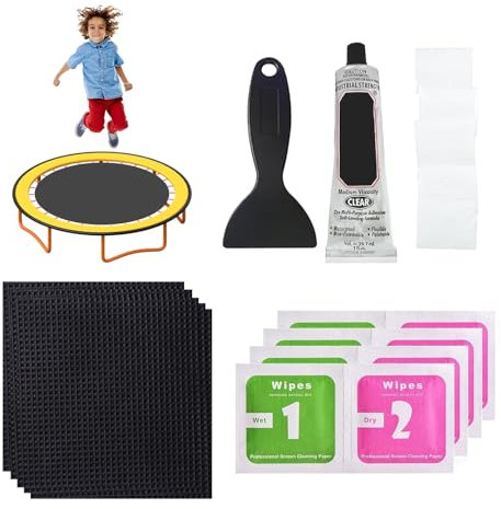 Znnhnn Trampolin Reparaturset Sprungtuch,27 Stück Trampolin Netz Repair Kit,Selbstklebende Nylon Patches wasserdichte,Reparaturflicken mit Kleber