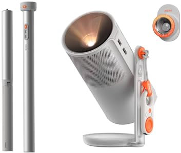 XGIMI MoGo 4 Nouveau Vidéoprojecteur Portable 2025 avec Trépied PowerBase, 5 Heures de Lecture, Google TV avec Netflix sous Licence, Rotation à 360°, 450 lumens ISO, 2 x 6 W Harman Kardon