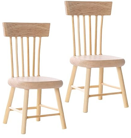 Yardwe Miniatur Holzstuhl 2 Stück Kinder Miniatur Stuhlmodell Aus Eichenholz Kleine Möbel Figur Deko Für Puppenhaus Garten Landschaften
