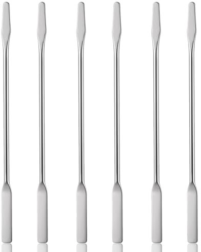 6 Pcs Lab Spatula, Double Ended Metal Spatula, Stainless Steel Square/Round for Mixing Cosmetics