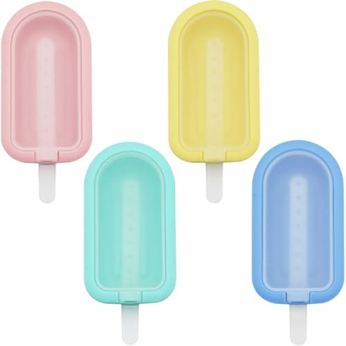COYUN 4 Pezzi Stampi per Ghiaccioli in Silicone, Forme per Gelato con Bastoncino, Mini Formine Ghiaccioli Riutilizzabile con Coperchi, Impilabile Senza BPA, per Ghiaccioli DIY, Budino, Cioccolato