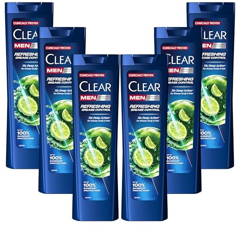 Clear Men Anti-Schuppen-Shampoo für fettiges Haar Anti-Fett bis zu 100% Anti-Schuppenschutz* 6x 225 ml