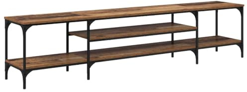 Yisssmeng TV Lowboard Altholz 201 x 35 x 45 cm aus Verbundholz und Eisen mit 3 Regalen Industrial Style Fernsehschrank für Wohnzimmer Schlafzimmer Flur