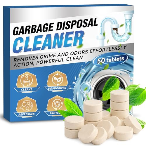 Bellifluous Smelly Drain Cleaner Tablets, 50 Pack Disposal Cleaner Tablets Eliminator Effectively Removes Odors, Drain＆Sink Bad Smell, Fast Acting Drain Freshener for Kitchen, Toilet, 1 Year Supply