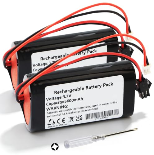3,7V 5600mAh 2-Pack Recargable batería con Conector PH2.0 | compatibles con una amplia gama de dispositivos, accesorios DIY, adecuadas para altavoces Bluetooth, luces solares, cámaras