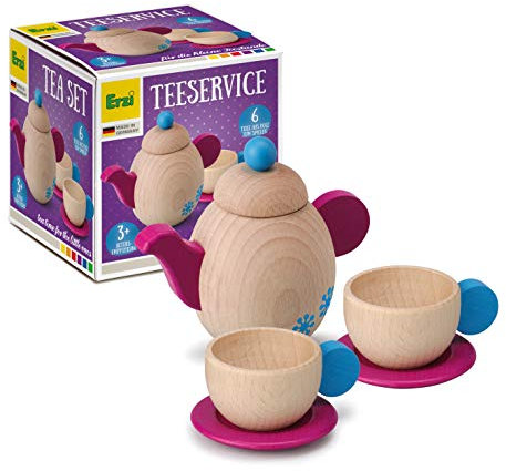 Erzi 10649 Teeservice aus Holz, Kinderküche, Kaufladenartikel für Kinder, Rollenspiele