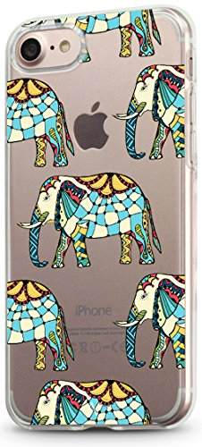 AVANA Schutzhülle für iPhone SE 2022 Hülle, iPhone 7/8/SE 2020 Case Schutz Transparent Bumper Silikon TPU Muster Handyhülle Cover Motiv (Mosaik Elefant)