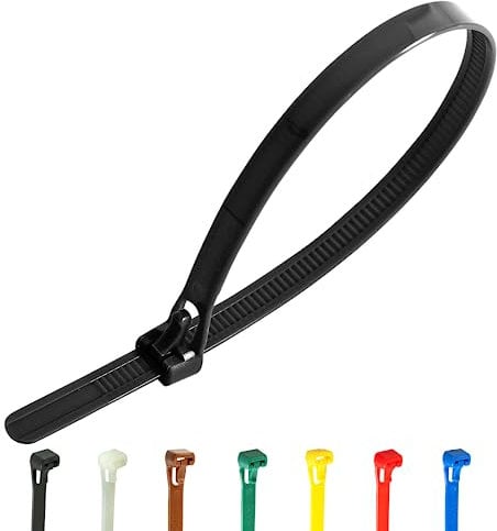 Lot de 100 colliers de serrage noirs solides réutilisables – Colliers de serrage de 300 mm x 7,6 mm premium – Haute qualité en nylon solide par Gocableties