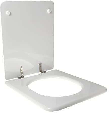 ACB/COLBAM Copriwater in Legno Rivestito di Poliestere per Dolomite EBLA Bianco Cerniera Rallentata Soft Close Cromo-Sedile-ASSE WC