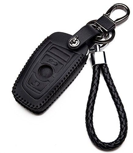 KASER Hülle Autoschlüssel für BMW - Kunstleder Schutzhülle mit Schlüsselanhänger Schlüssel 3 Tasten für BMW Serie 1 2 3 4 X3 X4 X5 Smartkey Schutz Etui für Fernbedienung Keyless