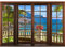 Runa Art Papier Peint panoramique Fenêtre à la mer 352 x 250 cm Toison Mur XXL Moderne Décoration Murale Salon Chambre á Coucherr Bureau Salle coloré Brown 9363011a