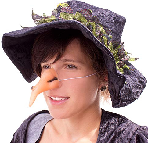 Oblique Unique® Hexennase Lang Hässlich für Halloween Fasching Karneval Hexe Kostüm Zubehör Hakennase mit Gummiband