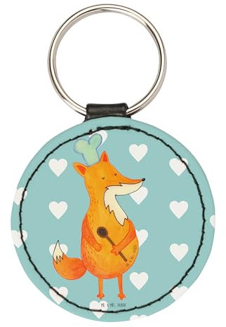 Mr. & Mrs. Panda Rund Schlüsselanhänger Fuchs Koch - Geschenk, Taschenanhänger, Party Spruch, Chefkoch, Köche, Glücksbringer, Abendessen, Bäcker,