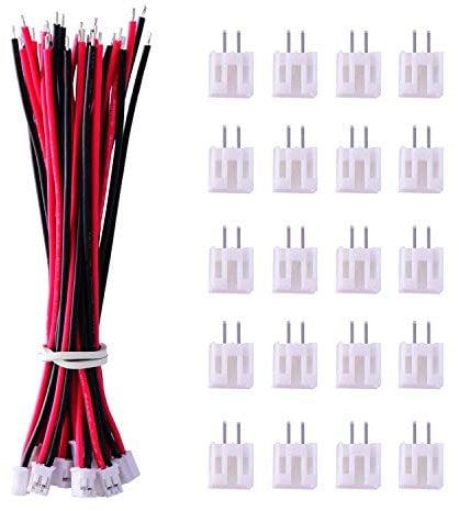 GTIWUNG 20 Paare JST Steckverbinder, JST 2.0 mm 2-poliger Stecker mit 80mm Kabeldraht, JST 2.0 PH 2 Pin-Verbindungsstecker, 2-Pin Connector Plug Male & Female
