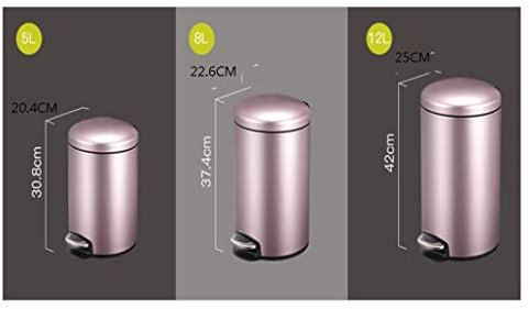 MU Creative Nordique 5/8 / 12L en Acier Inoxydable avec pédale, Poubelle dorée, Salle de Bain Cuisine Salon Chambre à Coucher avec Corbeille,Or Rose,12L