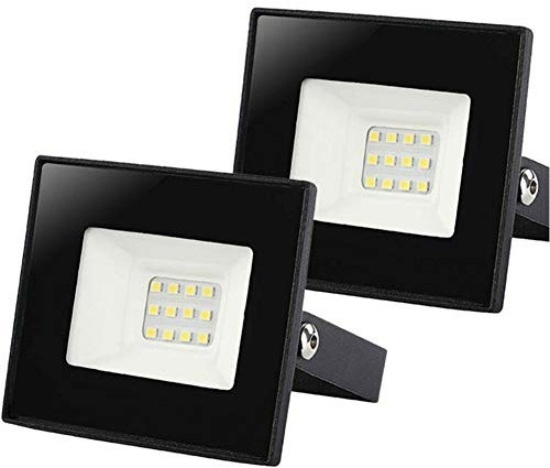 Set 2 Fari Led Esterno 10W Luce Bianco Freddo 6500K Ultra-Luminoso 1000LM Lampada Faro Faretto Slim da Giardino Illuminazione di Sicurezza Faretti Risparmio Energetico Basso Consumo IP65
