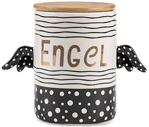 Baden - 1202340 - Keksdose mit Holzdeckel, Porzellan, 1 Stück, Engel, 16cm x 19cm, schwarz weiß