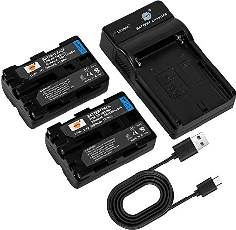 DSTE 2PCS NP-FM500H Batterie pour Appareil Photo et Chargeur Compatibles avec Sony a700, Alpha a58, DSLR-A100, DSLR-A100K, DSLR-A200, DSLR-A200K, DSLR-A200W, DSLR-A200WB, DSLR-A300