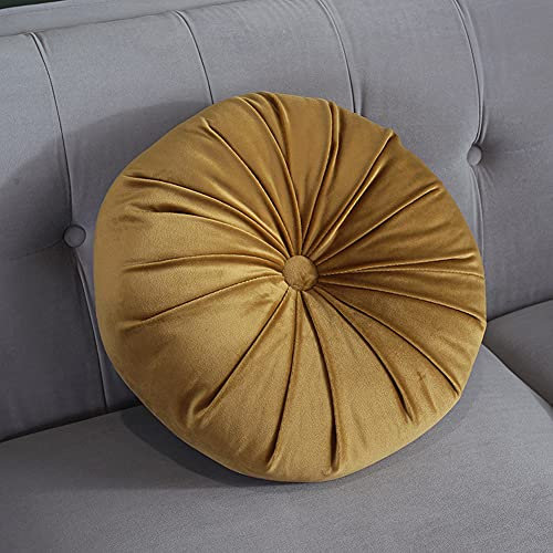 YAOTT Samt Plissen Werfen Kissen, Stuhlkissen Runde Dicke Tatami Bodenkissen Weich Sitzpolster Sofakissen Rund Samt Sitzkissen Stuhlauflage Zierkissen Samt Dekokissen für Zuhause Sofa Bett Auto
