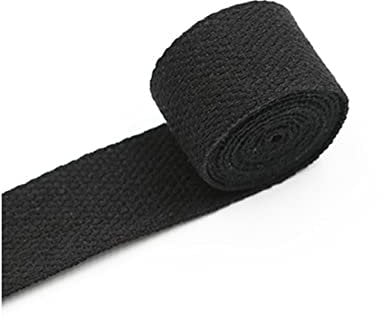 LIMIMIH 25mm 38mm Breit Baumwolle Gurtband , 5 Meter Canvas Baumwollband für Rucksäcke Nähen (25MM, Schwarz)