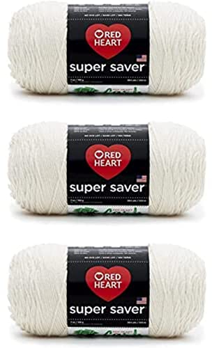 Red Heart Super Saver Aran-Garn – 3 Packungen mit 198 g – Acryl – 4 Medium (Kammgarn) – 360 Meter – Stricken/Häkeln