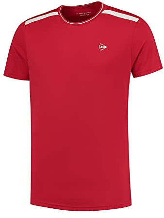 DUNLOP Mens Sport Tennis T-Shirt - Club Line Crew Tee Black, red, XL