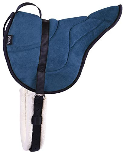 Harrison Howard Equestrian Sattelunterlage für Pferde, Bareback-Pad mit Gurt, Mitternachtsblau