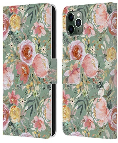 Head Case Designs Licenciado Oficialmente Ninola Peonía Pastel Jardín Carcasa de Cuero Tipo Libro Compatible con Apple iPhone 11 Pro MAX
