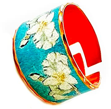 FRONT LINE JEWELRY Manschettenringe aus Kupfer, Unisex-Mandelblütenring, Blumenring, Van-Gogh-Schmuck