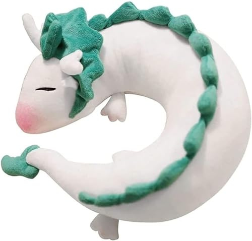 AIHANCH Anime Nackenkissen Drache White Dragon Plüschtier Kinder Reise Nackenkissen, Cute Kawaii Drachen Kuscheltier für Weihnachten Geburtstagsgeschenk