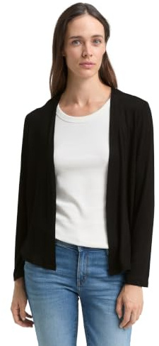 TOM TAILOR Damen Basic Sommer Cardigan , Black, XL